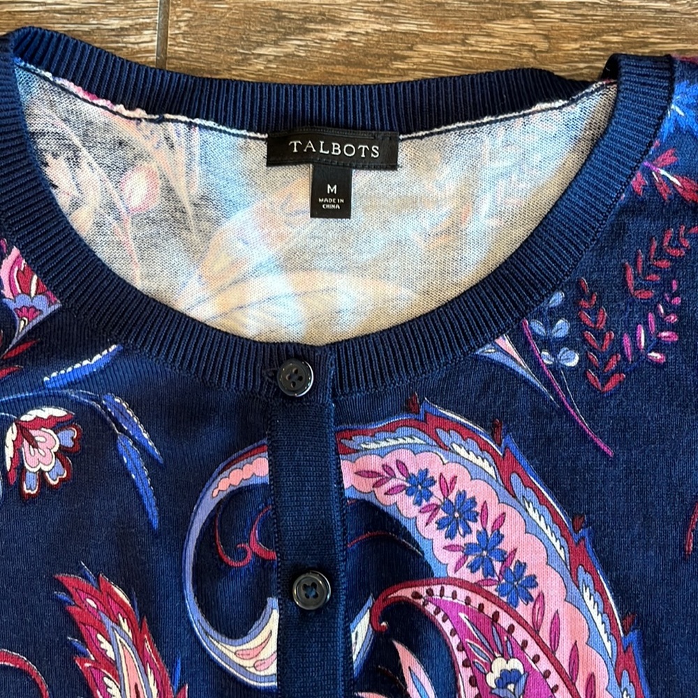 Talbots Paisley Cardigan - Picture 2 of 4